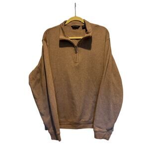 Scott Barber Men's L Quarter Zip Sweater Brown 100% Pima Cotton Pullover Peru
